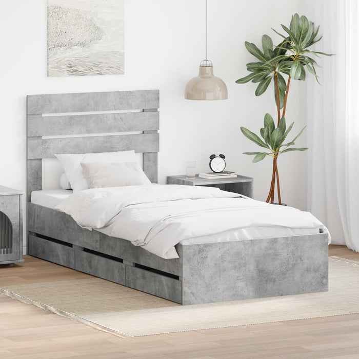 Cadru de pat Gri din beton 90 x 200 cm Lemn Ingineresc - WALTI WALTI