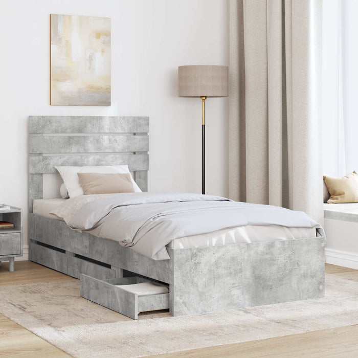 Cadru de pat Gri din beton 90 x 200 cm Lemn Ingineresc - WALTI WALTI