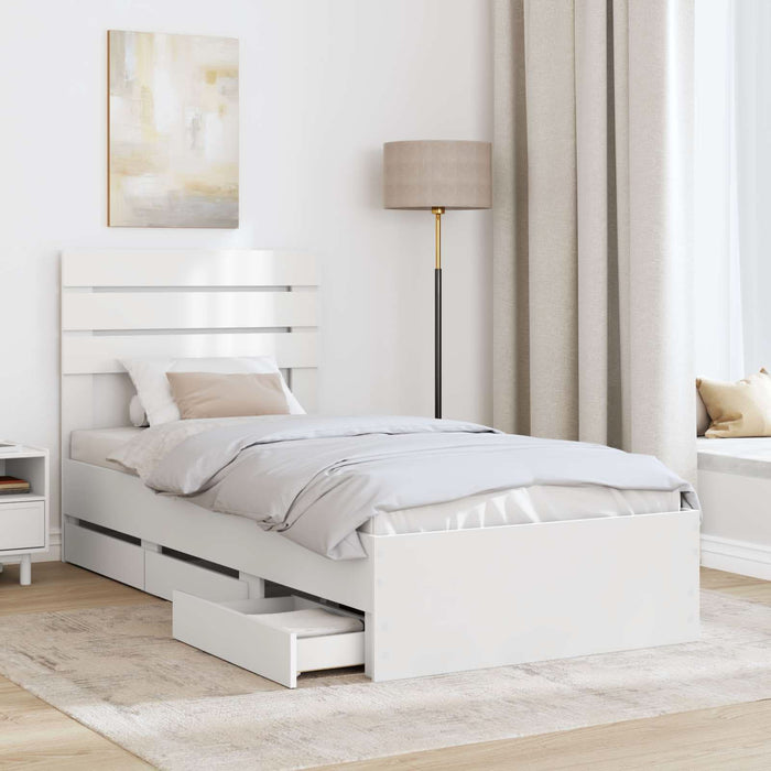 Cadru de pat cu sertar Alb 75 x 190 cm Lemn Ingineresc - WALTI WALTI