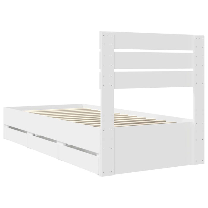 Cadru de pat cu sertar Alb 75 x 190 cm Lemn Ingineresc - WALTI WALTI