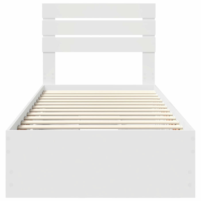 Cadru de pat cu sertar Alb 75 x 190 cm Lemn Ingineresc - WALTI WALTI