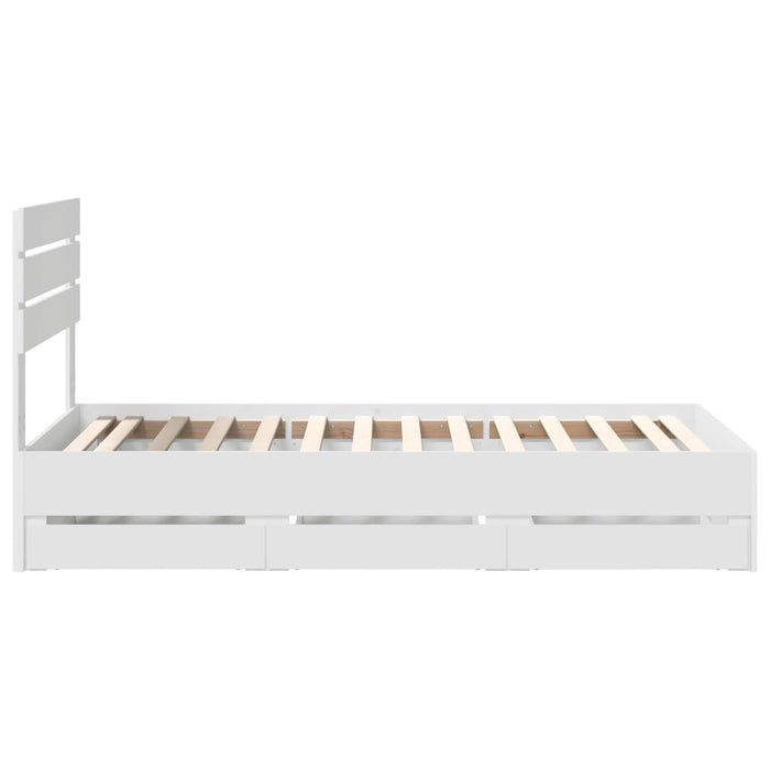 Cadru de pat cu sertar Alb 75 x 190 cm Lemn Ingineresc - WALTI WALTI