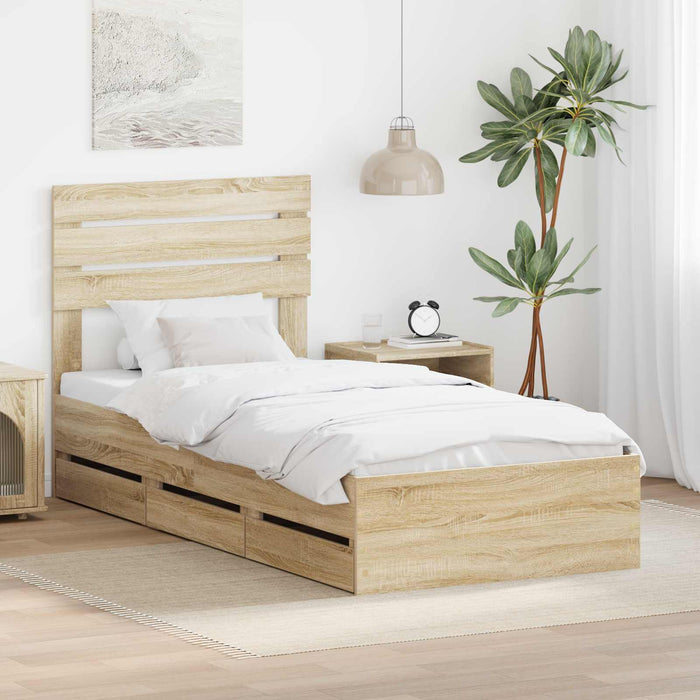 Cadru de pat Stejar Sonoma 75 x 190 cm Lemn Ingineresc - WALTI WALTI