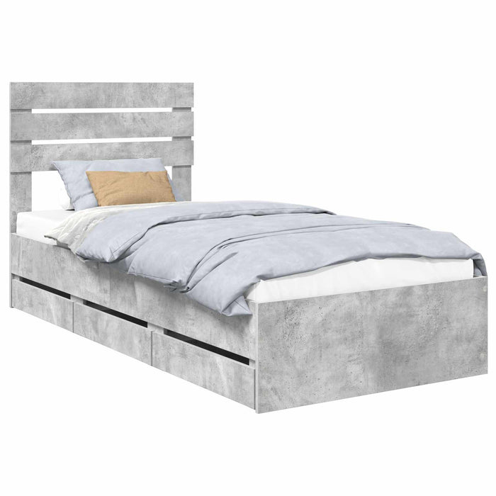 Cadru de pat Gri din beton 75 x 190 cm Lemn Ingineresc - WALTI WALTI