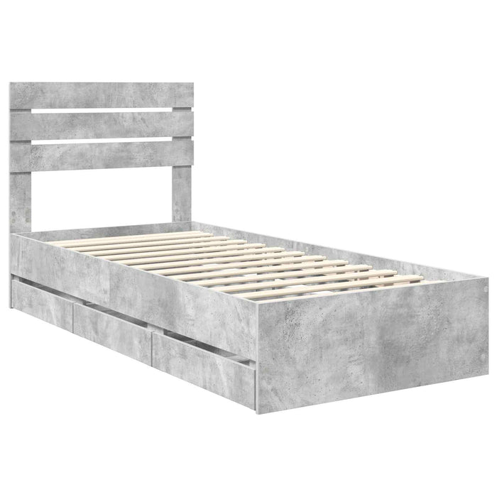 Cadru de pat Gri din beton 75 x 190 cm Lemn Ingineresc - WALTI WALTI