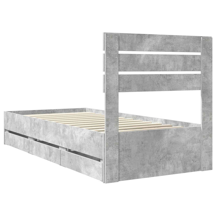 Cadru de pat Gri din beton 75 x 190 cm Lemn Ingineresc - WALTI WALTI