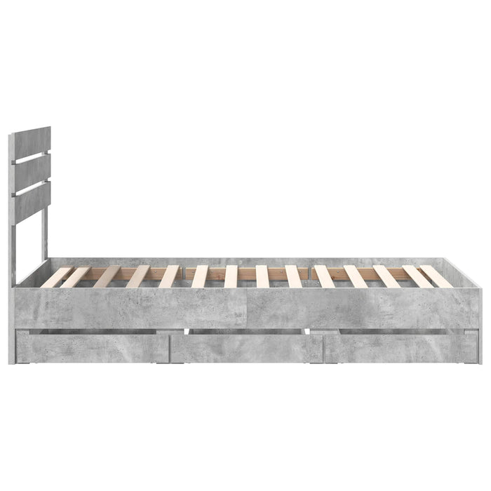 Cadru de pat Gri din beton 75 x 190 cm Lemn Ingineresc - WALTI WALTI