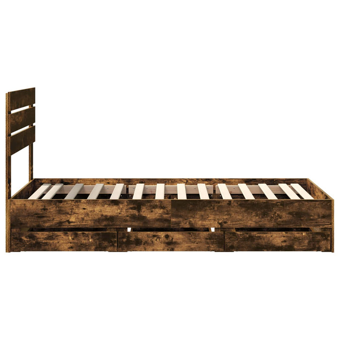 Cadru de pat Stejar fumuriu 75 x 190 cm Lemn Ingineresc - WALTI WALTI