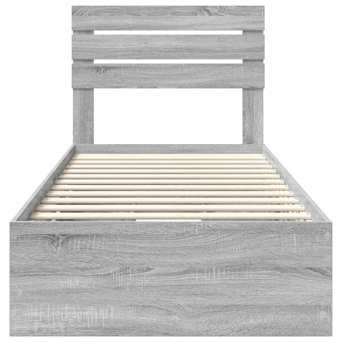 Cadru de pat cu sertar Gri Sonoma 75 x 190 cm Lemn Ingineresc - WALTI WALTI