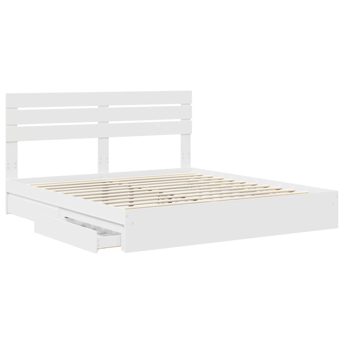 Pat cu storage cu headboard Alb 200 x 200 cm Lemn compozit WALTI