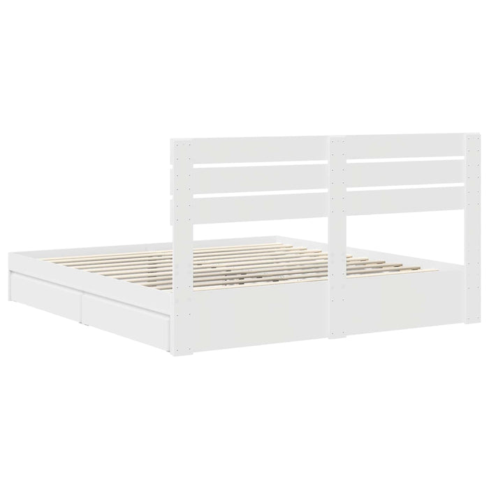 Pat cu storage cu headboard Alb 200 x 200 cm Lemn compozit WALTI