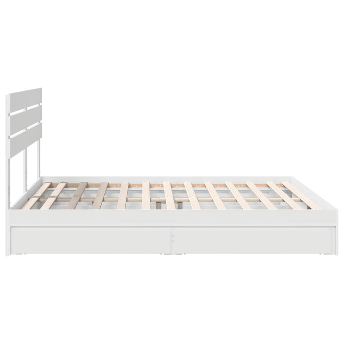 Pat cu storage cu headboard Alb 200 x 200 cm Lemn compozit WALTI
