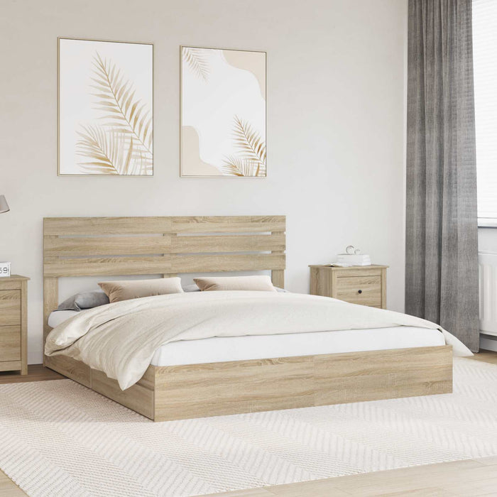 Pat cu storage Stejar Sonoma 180 x 200 cm Lemn compozit - WALTI WALTI
