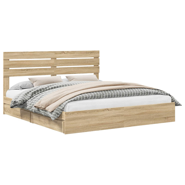 Pat cu storage Stejar Sonoma 180 x 200 cm Lemn compozit - WALTI WALTI