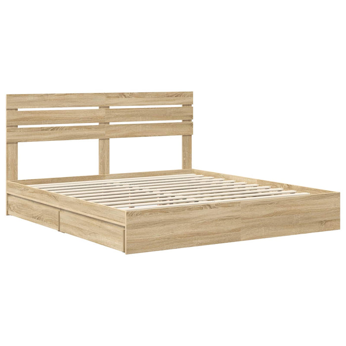 Pat cu storage Stejar Sonoma 180 x 200 cm Lemn compozit - WALTI WALTI