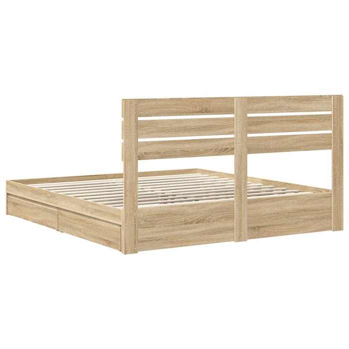Pat cu storage Stejar Sonoma 180 x 200 cm Lemn compozit - WALTI WALTI