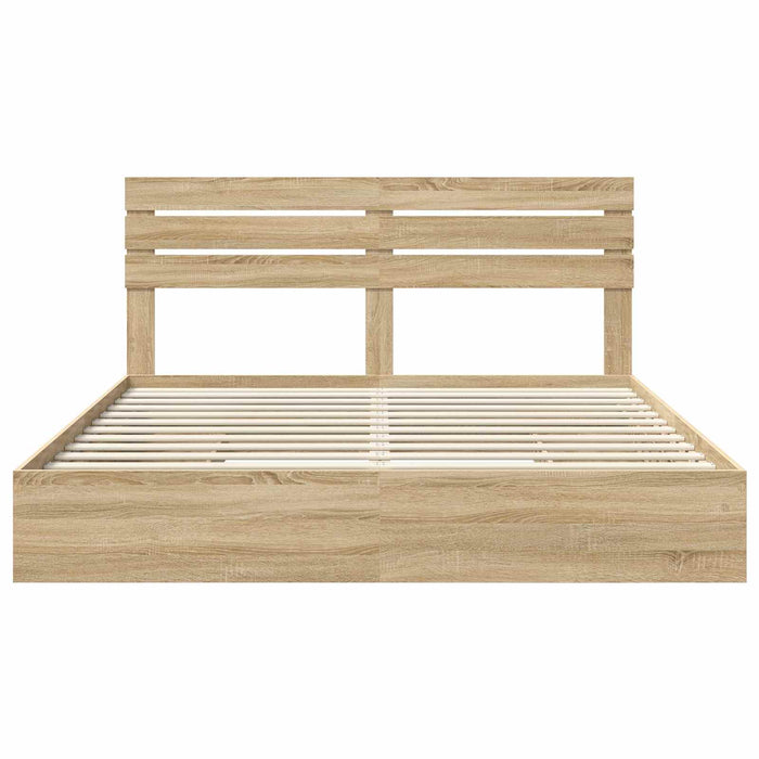 Pat cu storage Stejar Sonoma 180 x 200 cm Lemn compozit - WALTI WALTI