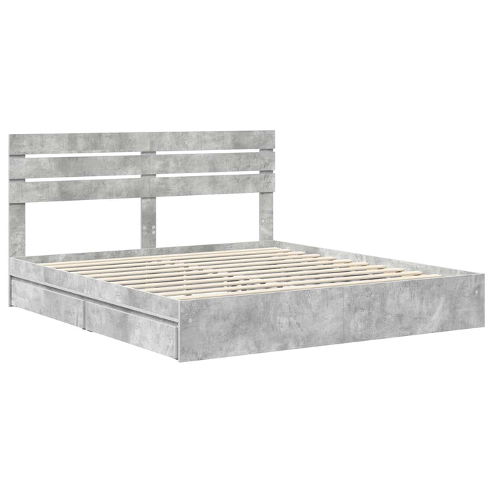 Pat cu storage Gri din beton 180 x 200 cm Lemn compozit - WALTI WALTI