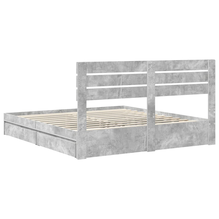 Pat cu storage Gri din beton 180 x 200 cm Lemn compozit - WALTI WALTI