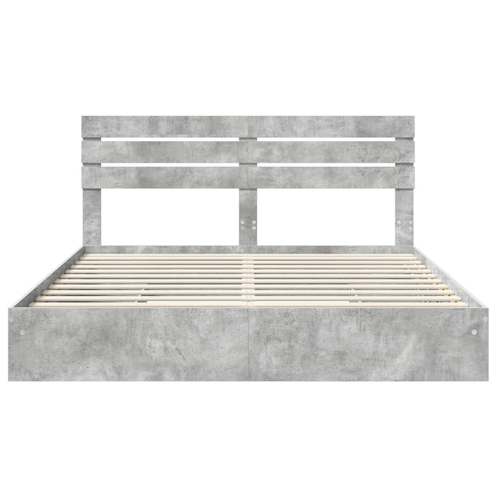 Pat cu storage Gri din beton 180 x 200 cm Lemn compozit - WALTI WALTI
