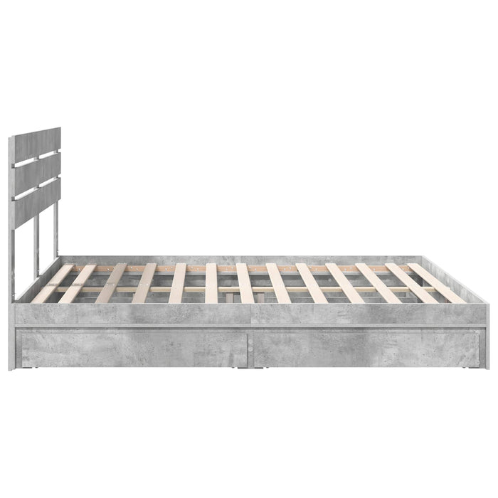 Pat cu storage Gri din beton 180 x 200 cm Lemn compozit - WALTI WALTI