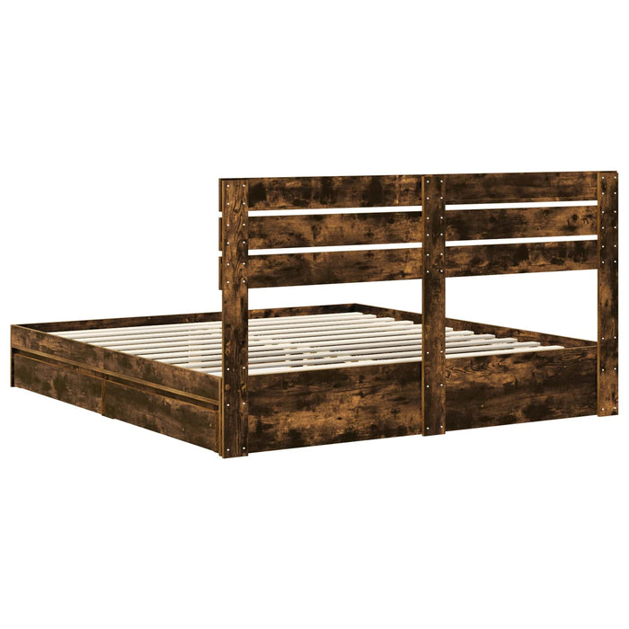 Pat cu storage Stejar fumuriu 180 x 200 cm Lemn compozit - WALTI WALTI