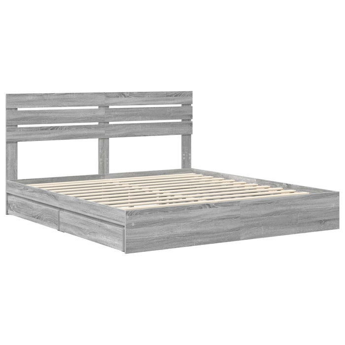 Pat cu storage cu sertar Gri Sonoma 180 x 200 cm Lemn compozit - WALTI WALTI