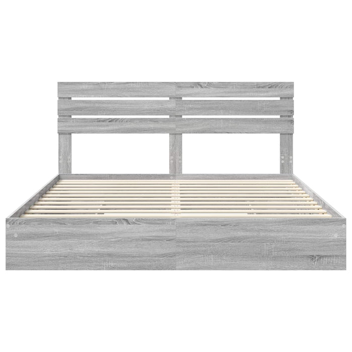 Pat cu storage cu sertar Gri Sonoma 180 x 200 cm Lemn compozit - WALTI WALTI
