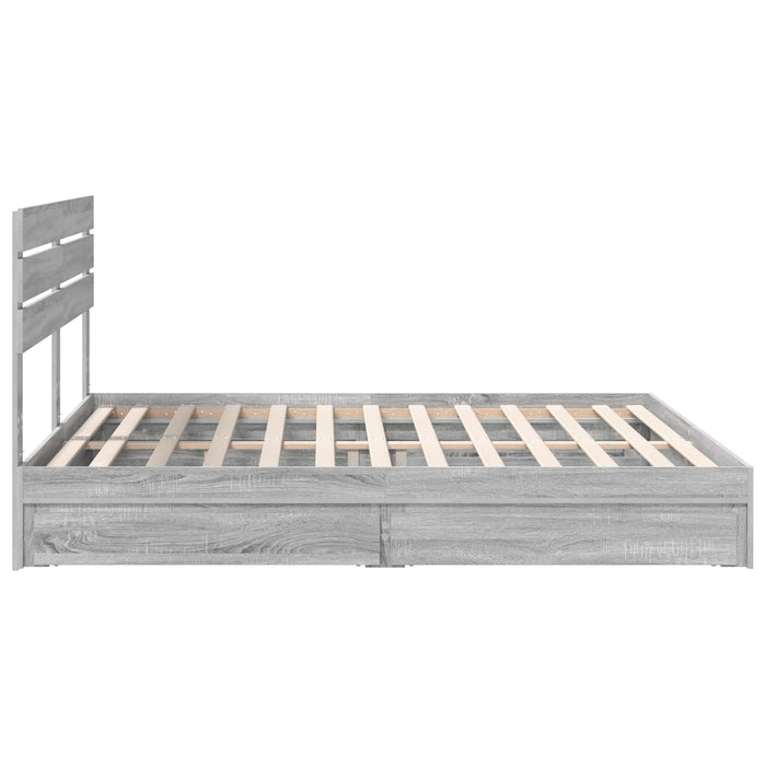 Pat cu storage cu sertar Gri Sonoma 180 x 200 cm Lemn compozit - WALTI WALTI