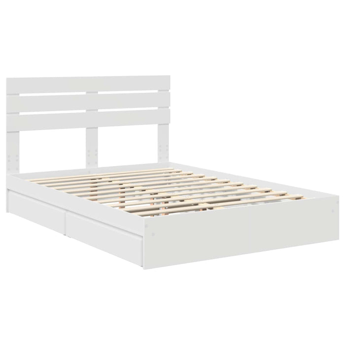 Pat cu storage cu headboard Alb 160 x 200 cm Lemn compozit - WALTI WALTI