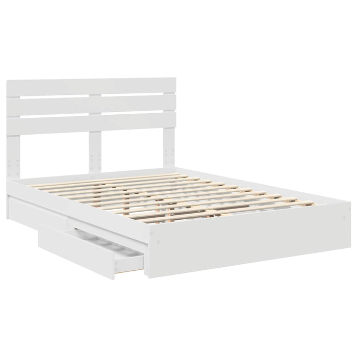 Pat cu storage cu headboard Alb 160 x 200 cm Lemn compozit - WALTI WALTI