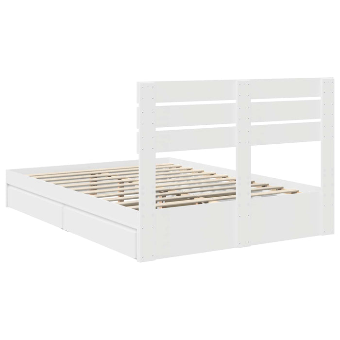 Pat cu storage cu headboard Alb 160 x 200 cm Lemn compozit - WALTI WALTI