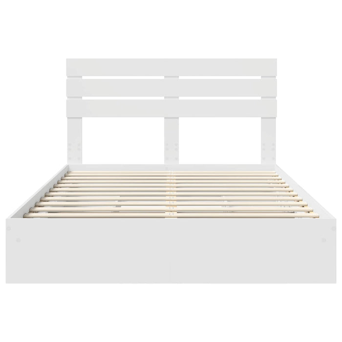 Pat cu storage cu headboard Alb 160 x 200 cm Lemn compozit - WALTI WALTI