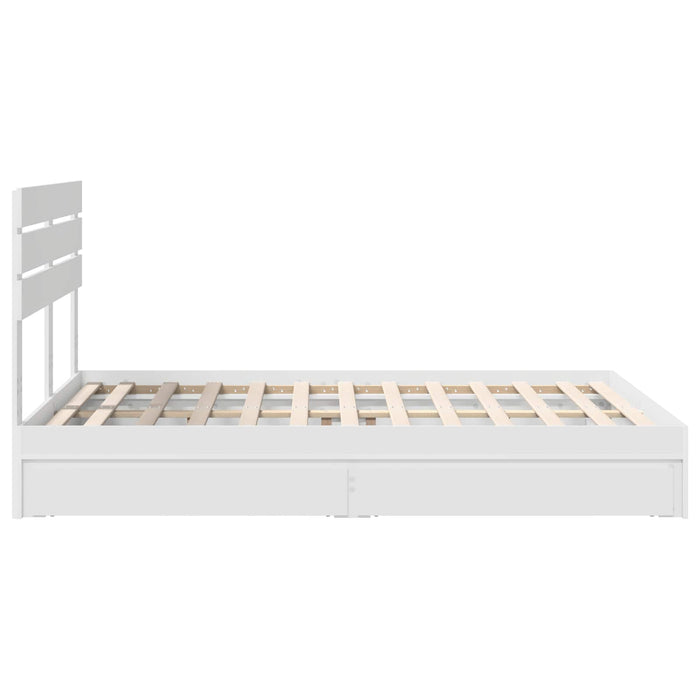 Pat cu storage cu headboard Alb 160 x 200 cm Lemn compozit - WALTI WALTI