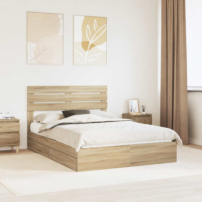 Pat cu storage Stejar Sonoma 160 x 200 cm Lemn compozit - WALTI WALTI