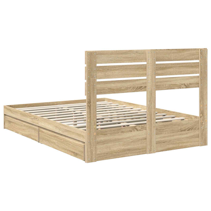 Pat cu storage Stejar Sonoma 160 x 200 cm Lemn compozit - WALTI WALTI