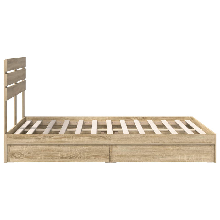 Pat cu storage Stejar Sonoma 160 x 200 cm Lemn compozit - WALTI WALTI