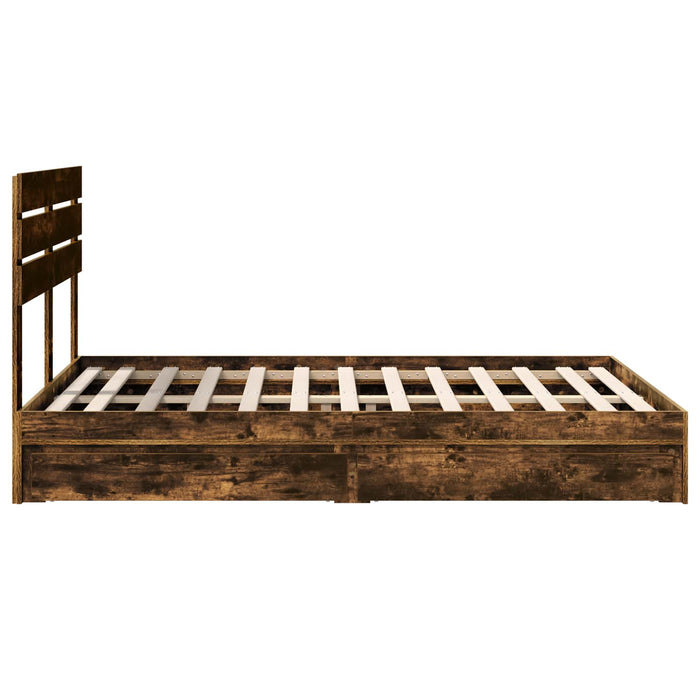 Pat cu storage Stejar fumuriu 160 x 200 cm Lemn compozit - WALTI WALTI