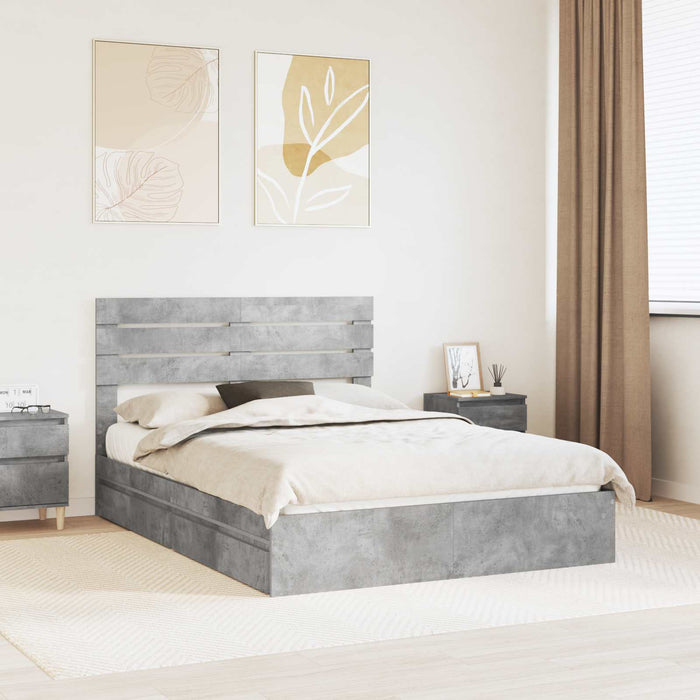 Pat cu storage Gri din beton 150 x 200 cm Lemn compozit - WALTI WALTI