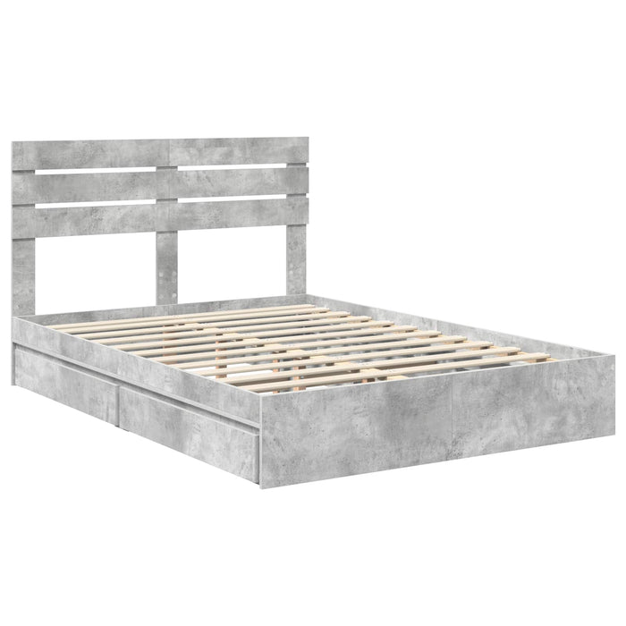Pat cu storage Gri din beton 150 x 200 cm Lemn compozit - WALTI WALTI