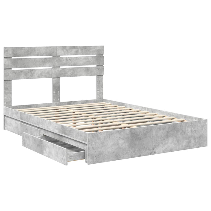 Pat cu storage Gri din beton 150 x 200 cm Lemn compozit - WALTI WALTI