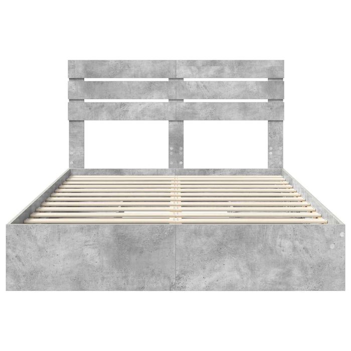 Pat cu storage Gri din beton 150 x 200 cm Lemn compozit - WALTI WALTI