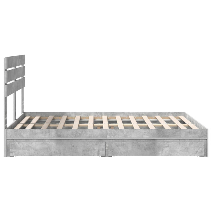 Pat cu storage Gri din beton 150 x 200 cm Lemn compozit - WALTI WALTI