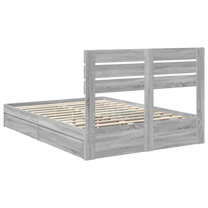Pat cu storage cu sertar Gri Sonoma 140 x 200 cm Lemn compozit - WALTI WALTI