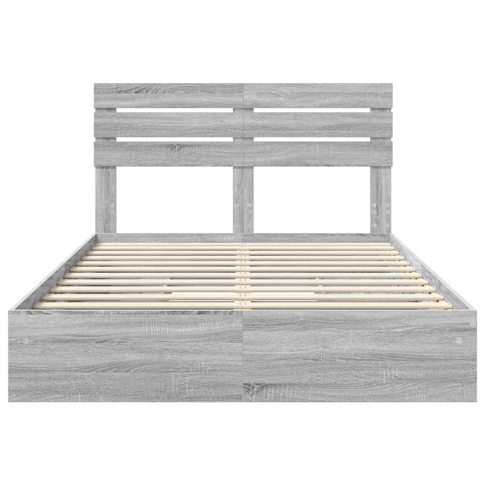 Pat cu storage cu sertar Gri Sonoma 140 x 200 cm Lemn compozit - WALTI WALTI