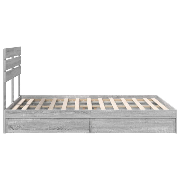 Pat cu storage cu sertar Gri Sonoma 140 x 200 cm Lemn compozit - WALTI WALTI