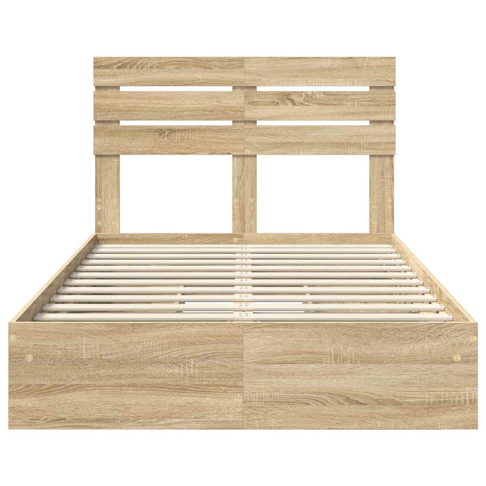Pat cu storage Stejar Sonoma 135 x 190 cm Lemn compozit - WALTI WALTI