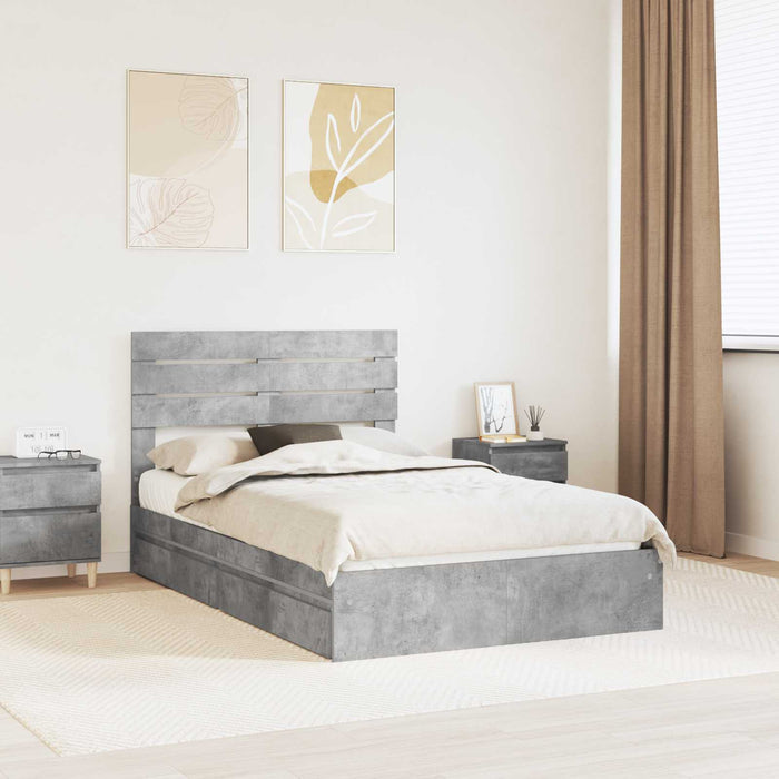 Pat cu storage Gri din beton 135 x 190 cm Lemn compozit - WALTI WALTI