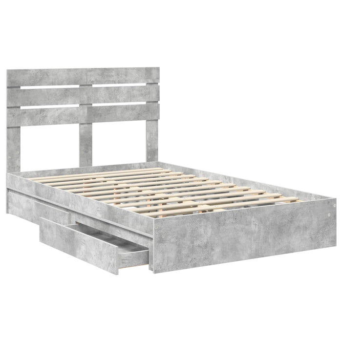 Pat cu storage Gri din beton 135 x 190 cm Lemn compozit - WALTI WALTI