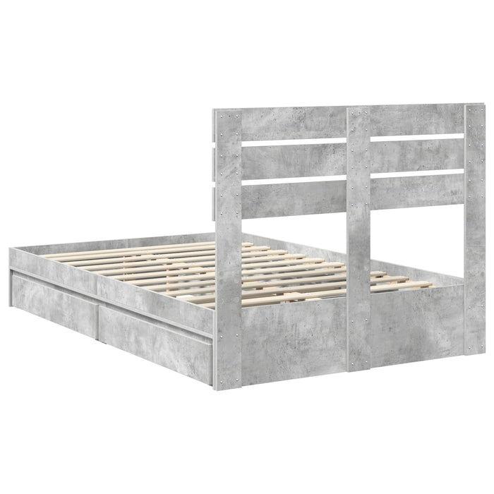 Pat cu storage Gri din beton 135 x 190 cm Lemn compozit - WALTI WALTI